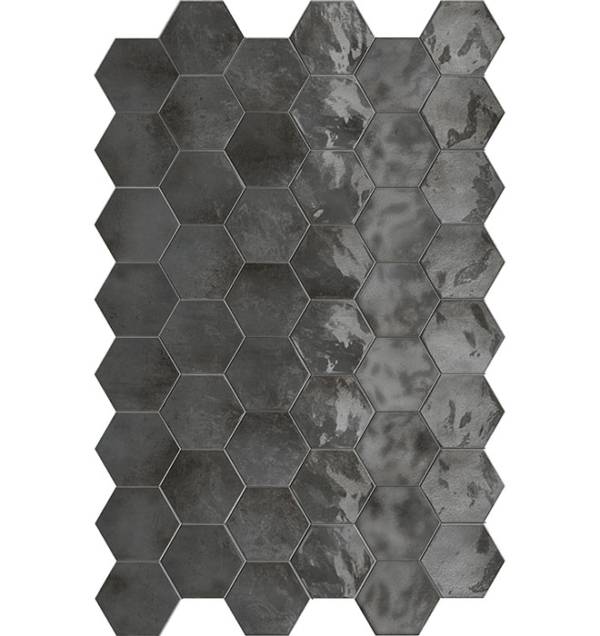 Piastrella Betonmetal Black Steel Hexa