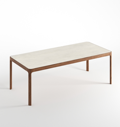 tavolo Neoclassico Beton Ivory matt e noce canaletto