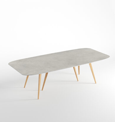 Tavolo Vasari size 01 beton Grey matt e rovere chiaro