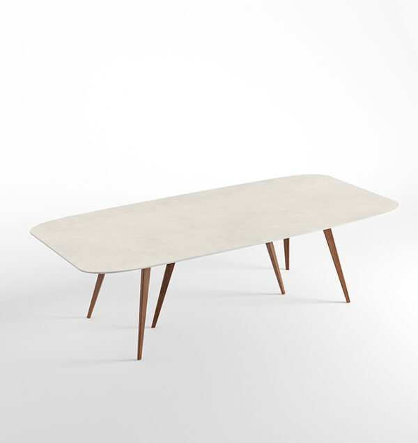 Tavolo Vasari size 01 beton Ivory matt e noce canaletto