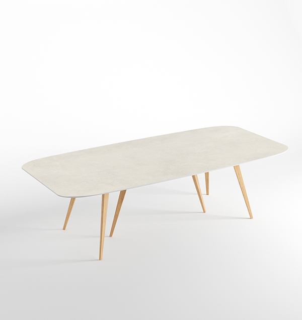 Tavolo Vasari size 01 beton Ivory matt e rovere chiaro