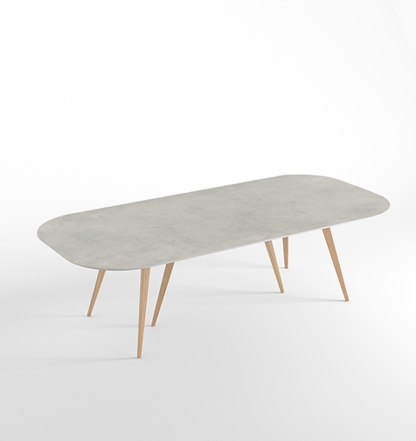 Tavolo Vitruvio size 01 beton Grey matt e rovere chiaro