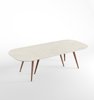 Tavolo Vitruvio size 01 beton Ivory matt e noce canaletto
