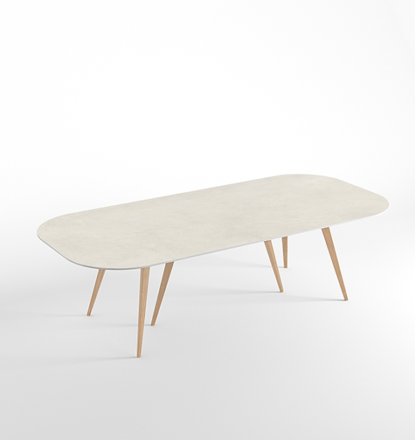 Tavolo Vitruvio size 01 beton Ivory matt e rovere chiaro