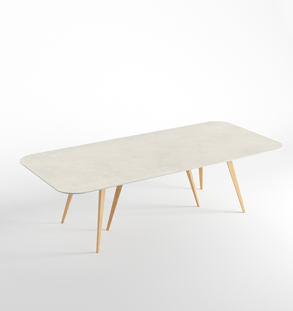 Tavolo Alberti size 01 beton Ivory matt e rovere chiaro