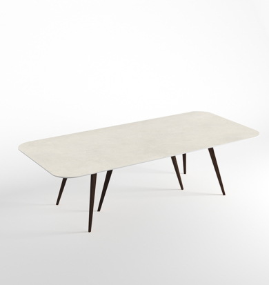 Tavolo Alberti size 01 beton Ivory matt e rovere scuro